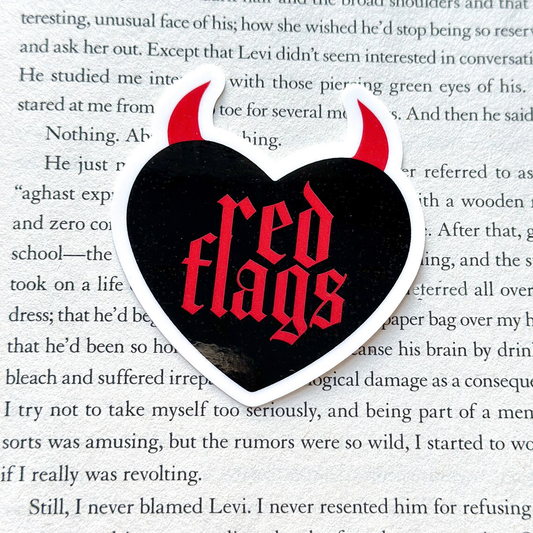Red flags heart kindle book sticker