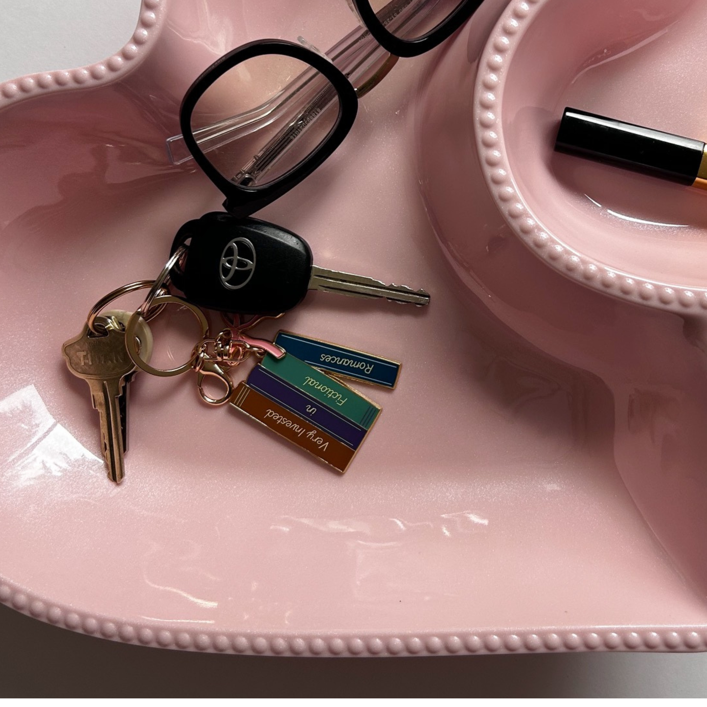 Very Invested in Fictional Romances Keychain