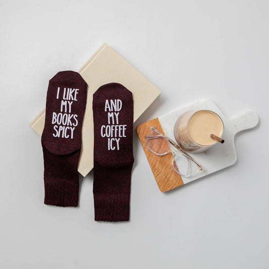 I Like My Books Spicy And My Coffee Icy" Women's Socks