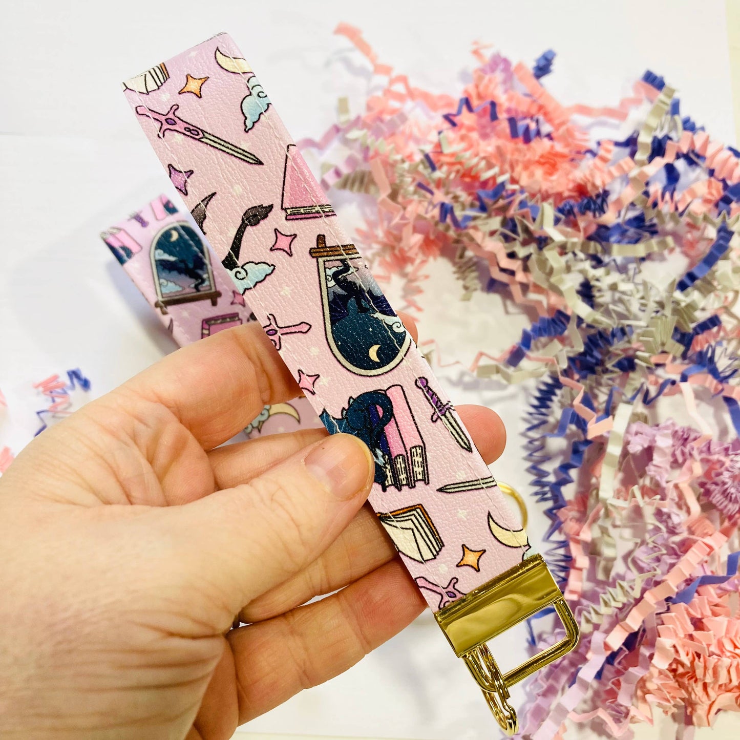 Fantasy Bookish Leatherette Wristlet Keychain