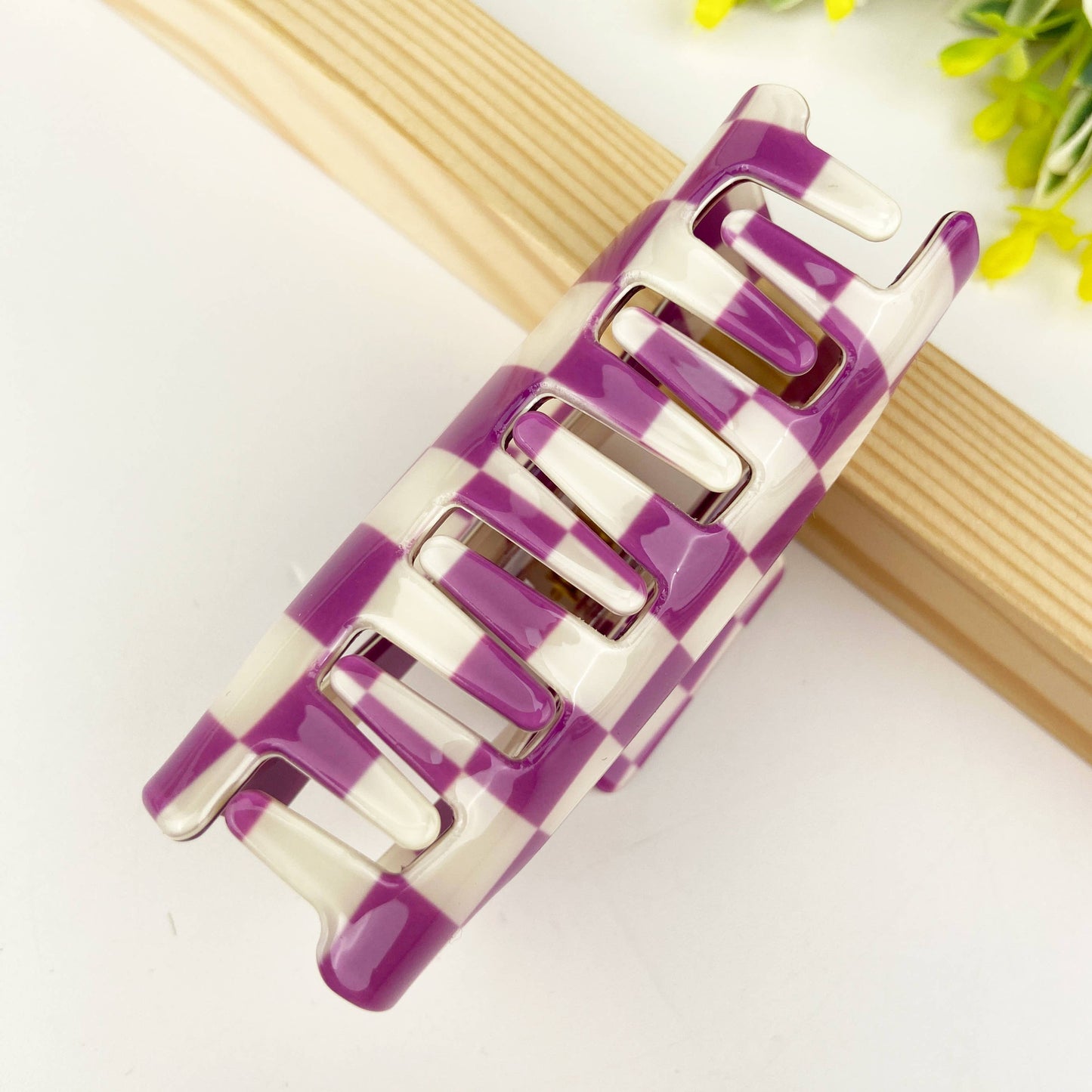 Checkerboard Hair Claw Clip