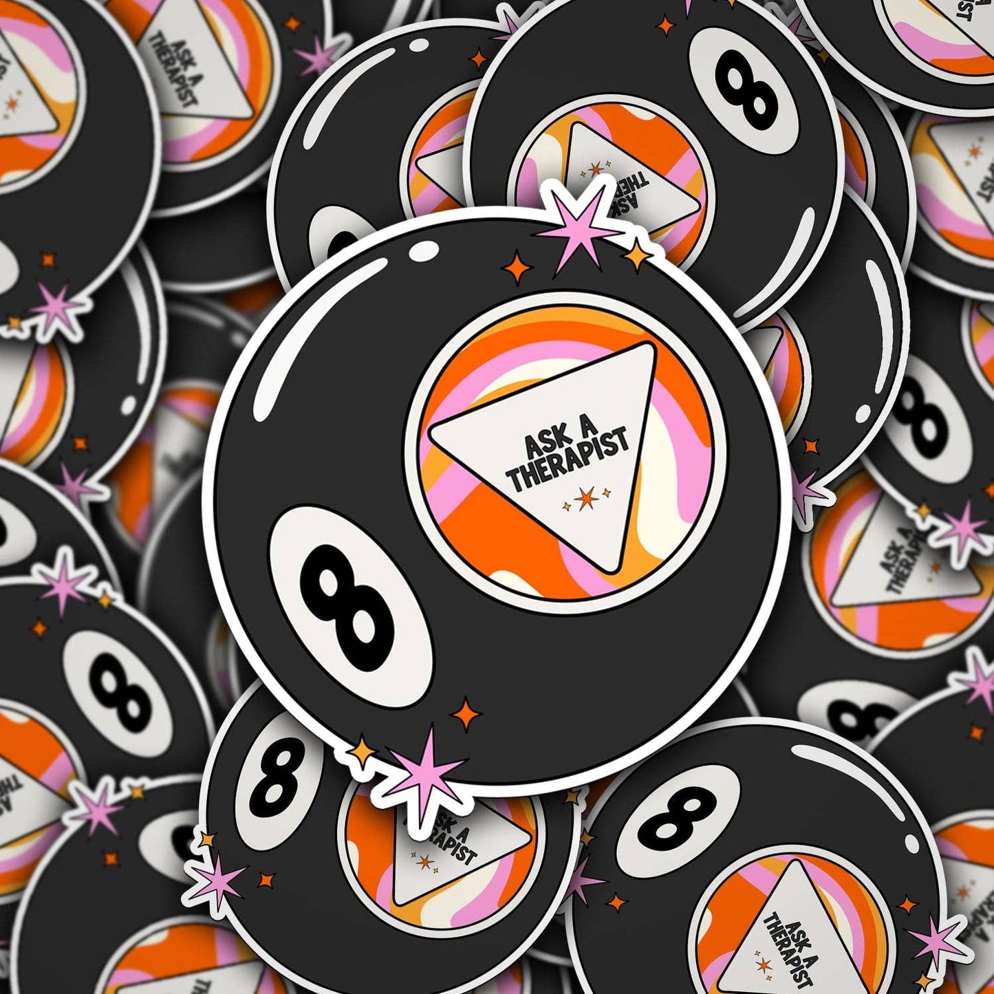8 Ball Ask A Therapist Sticker
