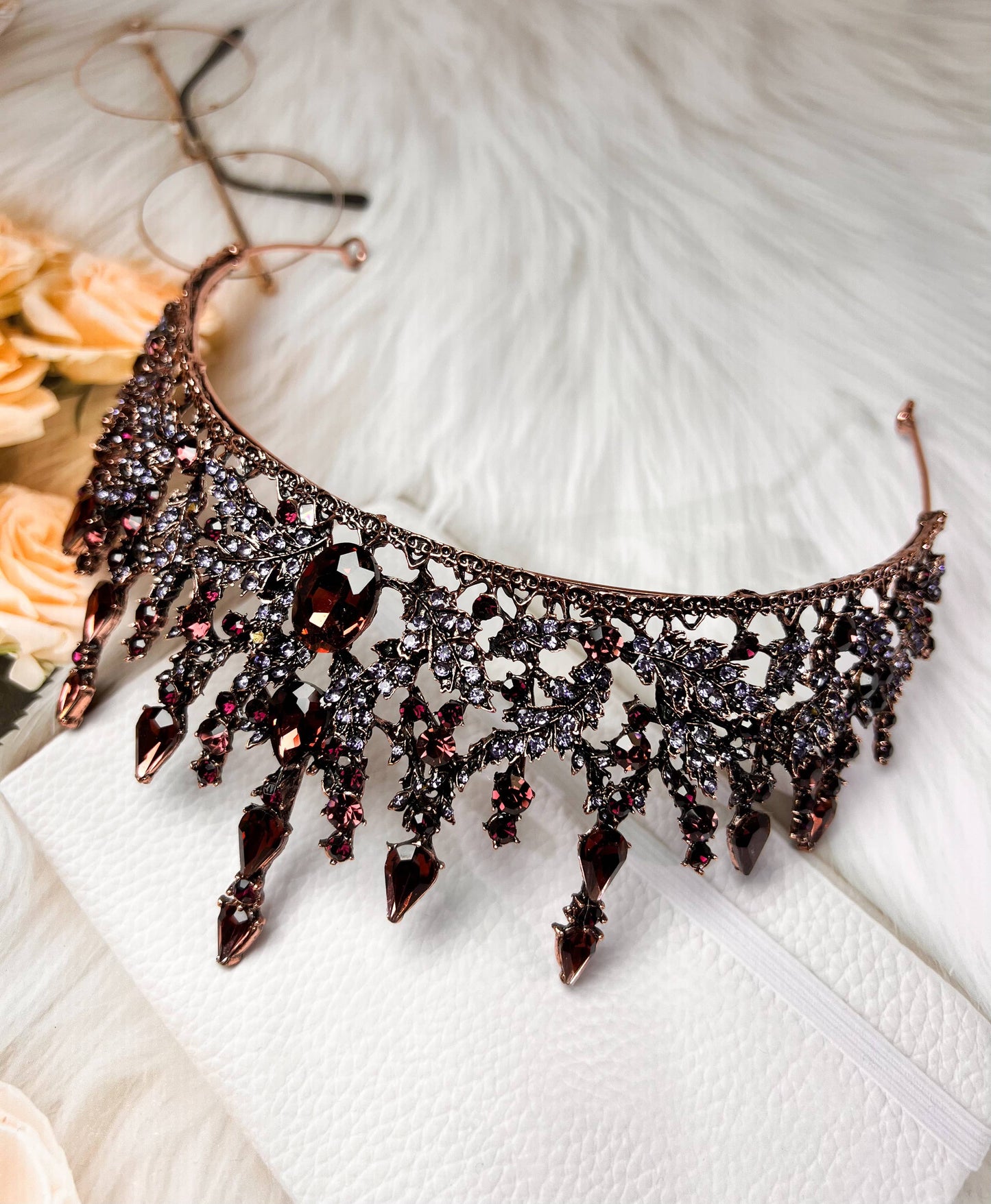 Luxury Purple Crystal Baroque Rhinestone Tiara