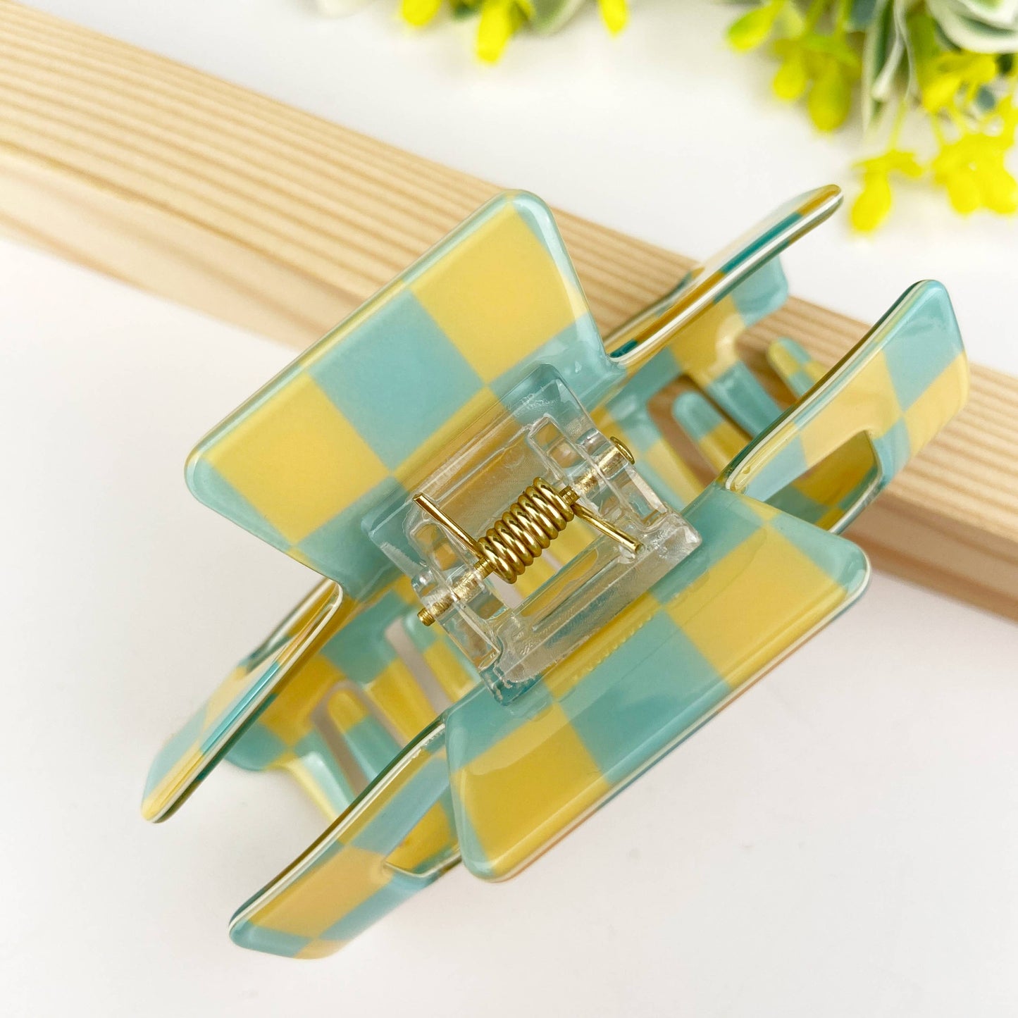Checkerboard Hair Claw Clip