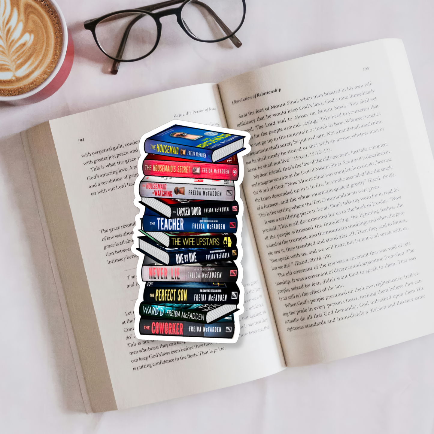 Thriller Frieda McFadden Book Stack Bookmark