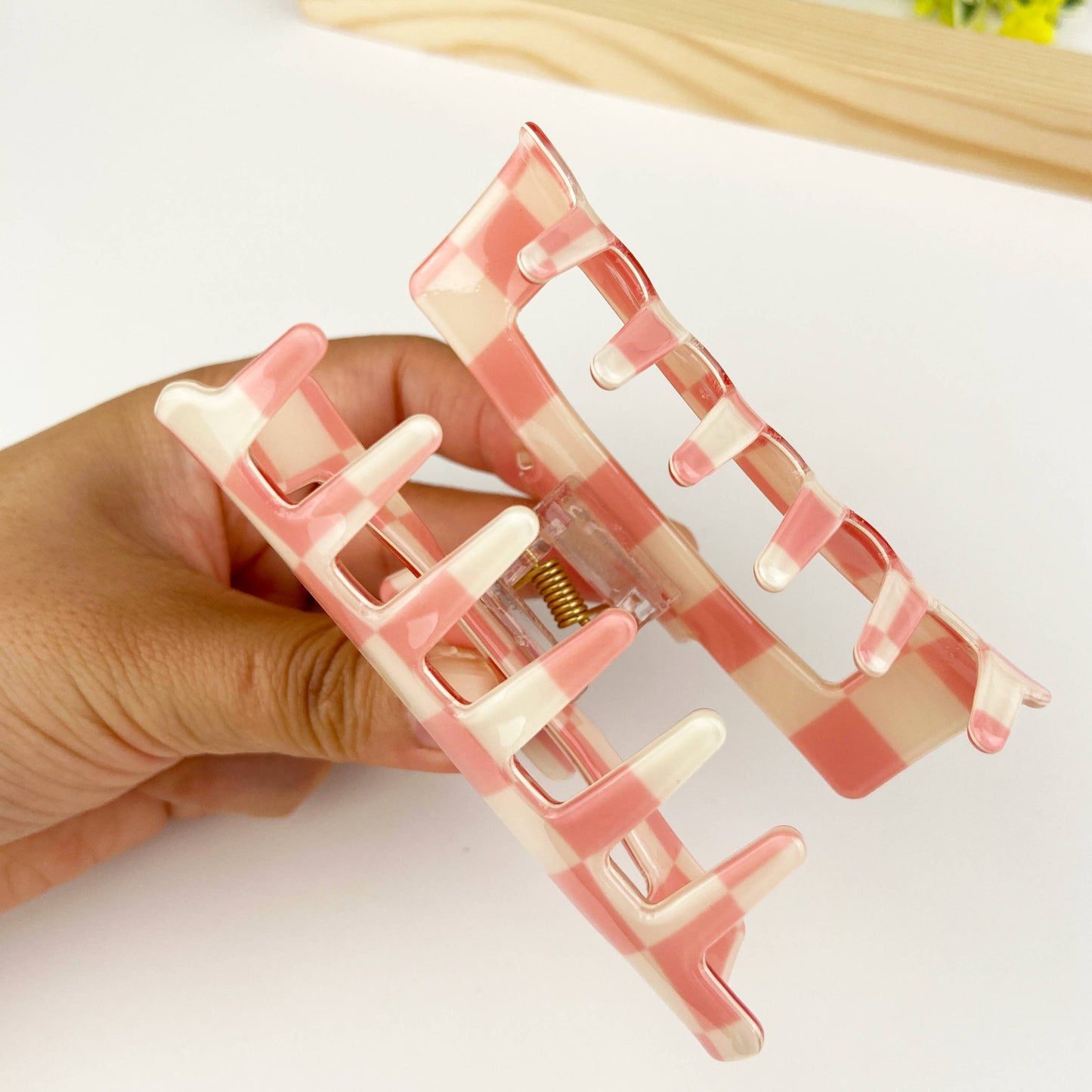 Checkerboard Hair Claw Clip