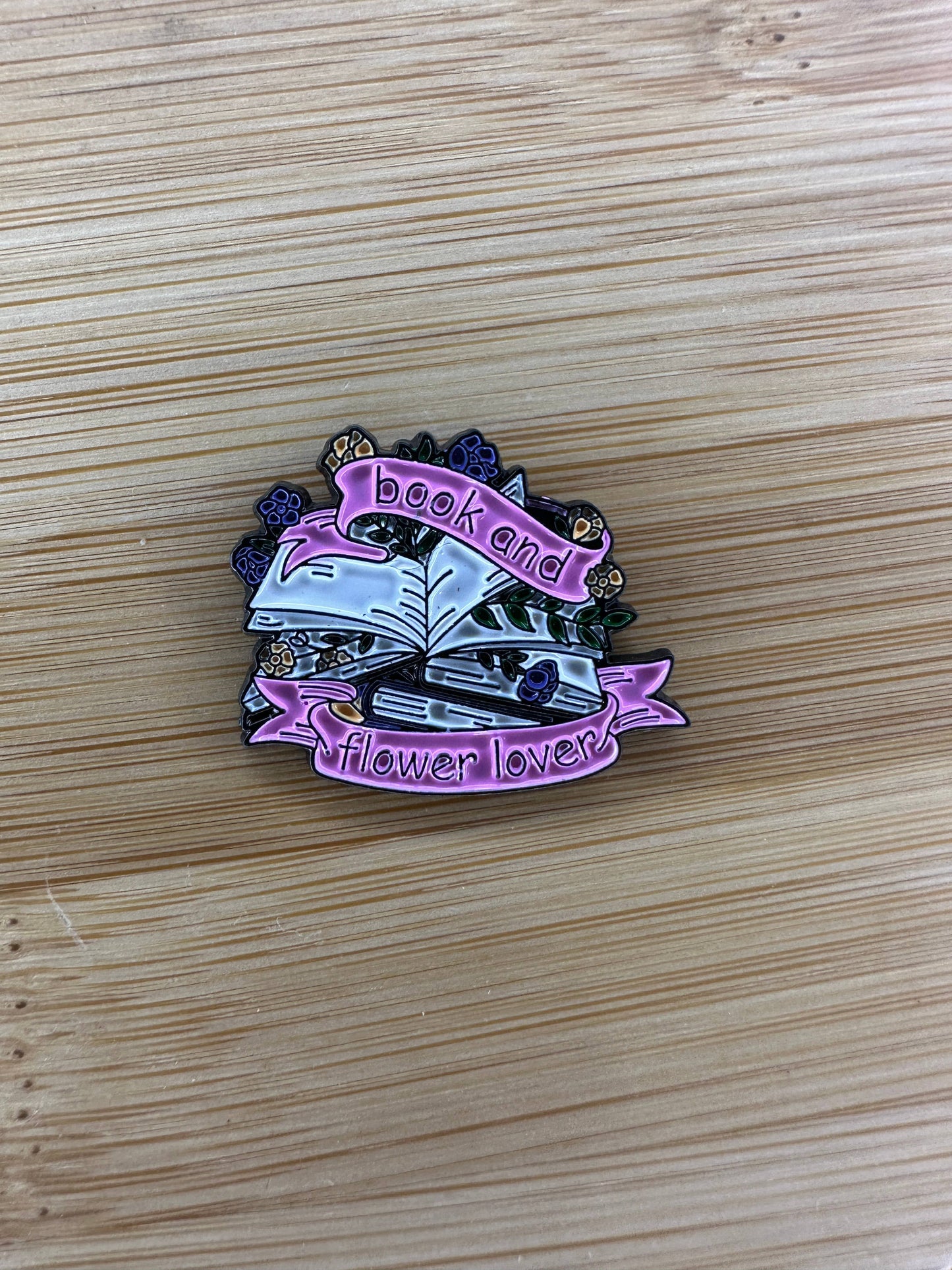 Book and Flower Lover Enamel Pin