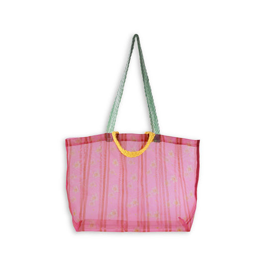 Mesh Market Tote, Floral Stripe