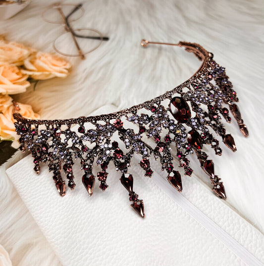 Luxury Purple Crystal Baroque Rhinestone Tiara