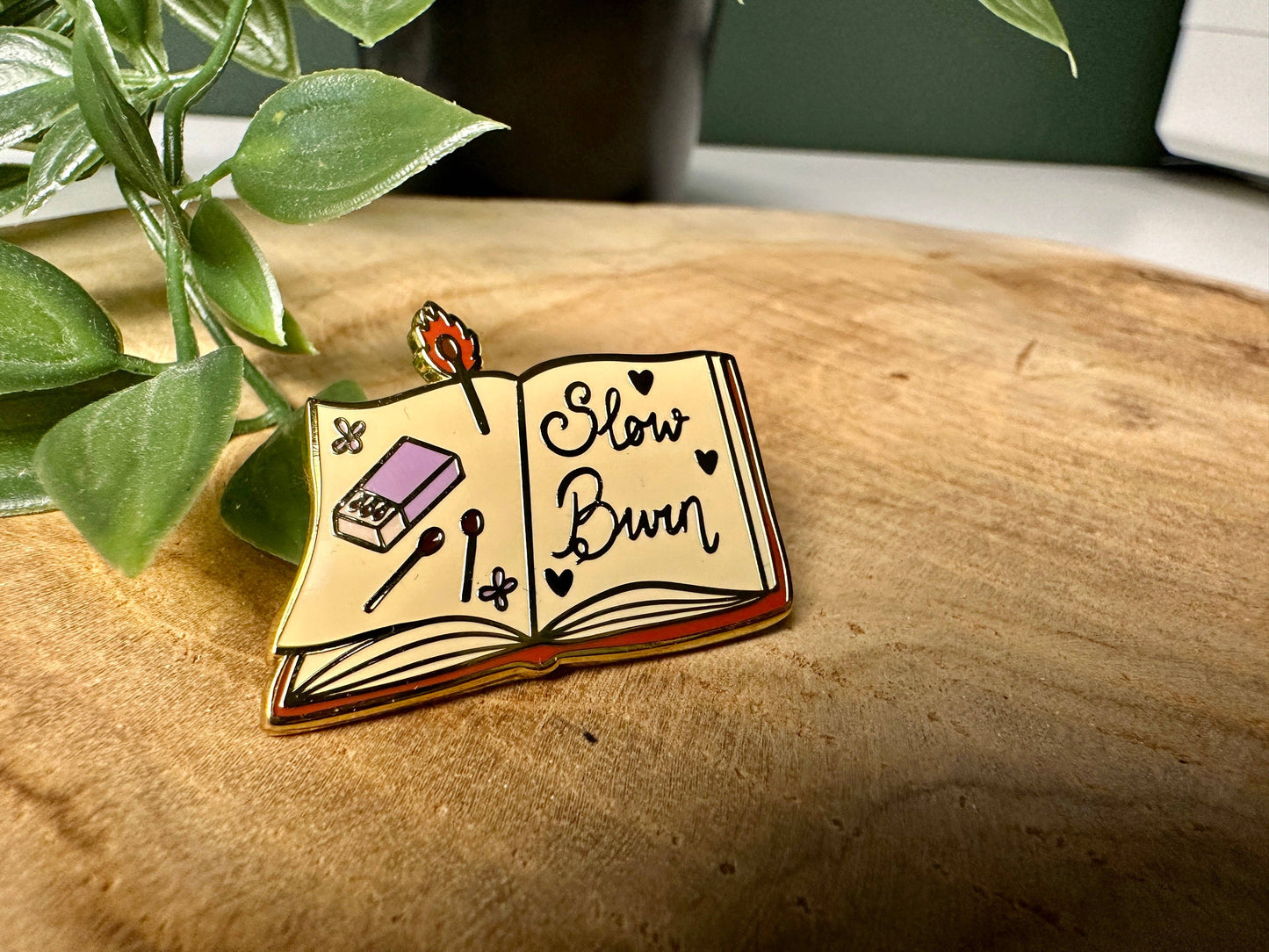 Slow Burn Romance Trope Enamel Pin