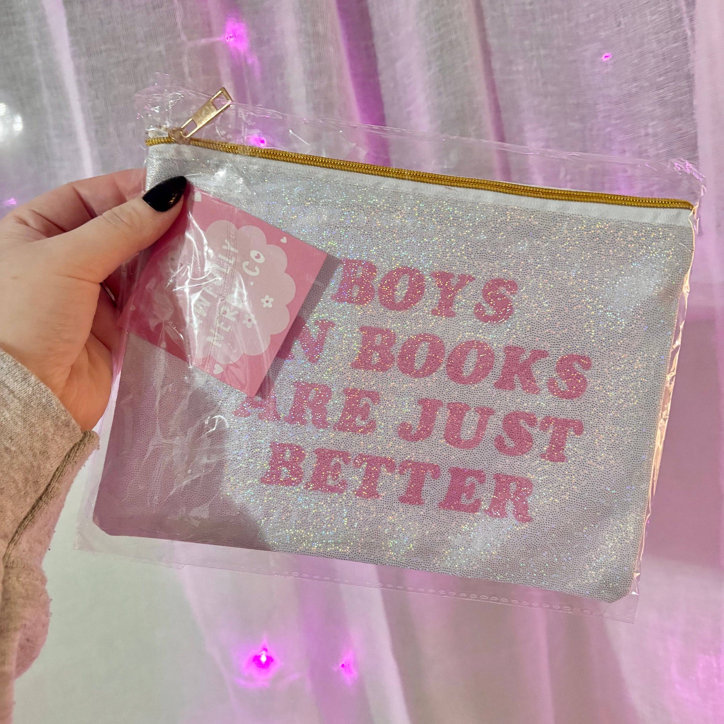 Boys in Books are Just Better Glitter Zipper Pouch