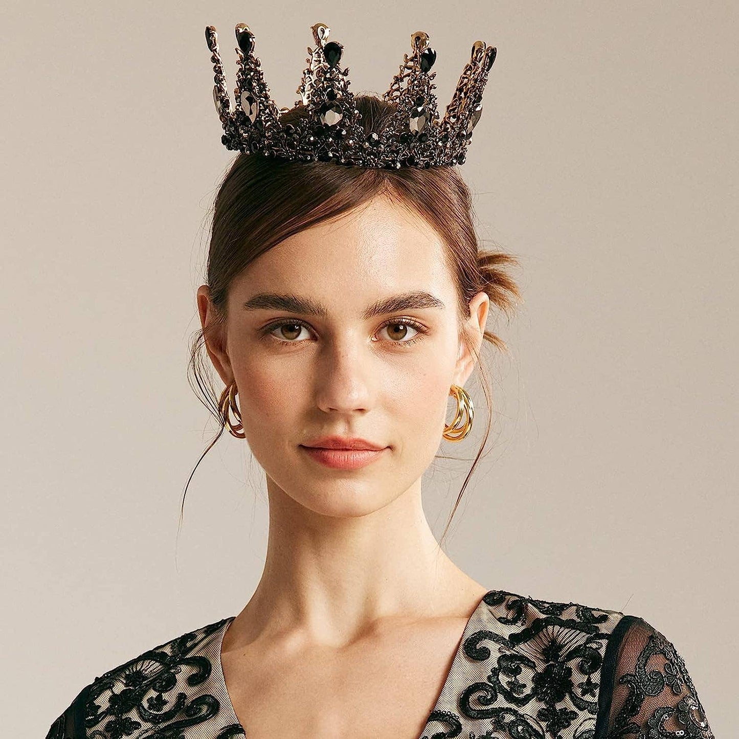Baroque Crowns for Women Gothic Black