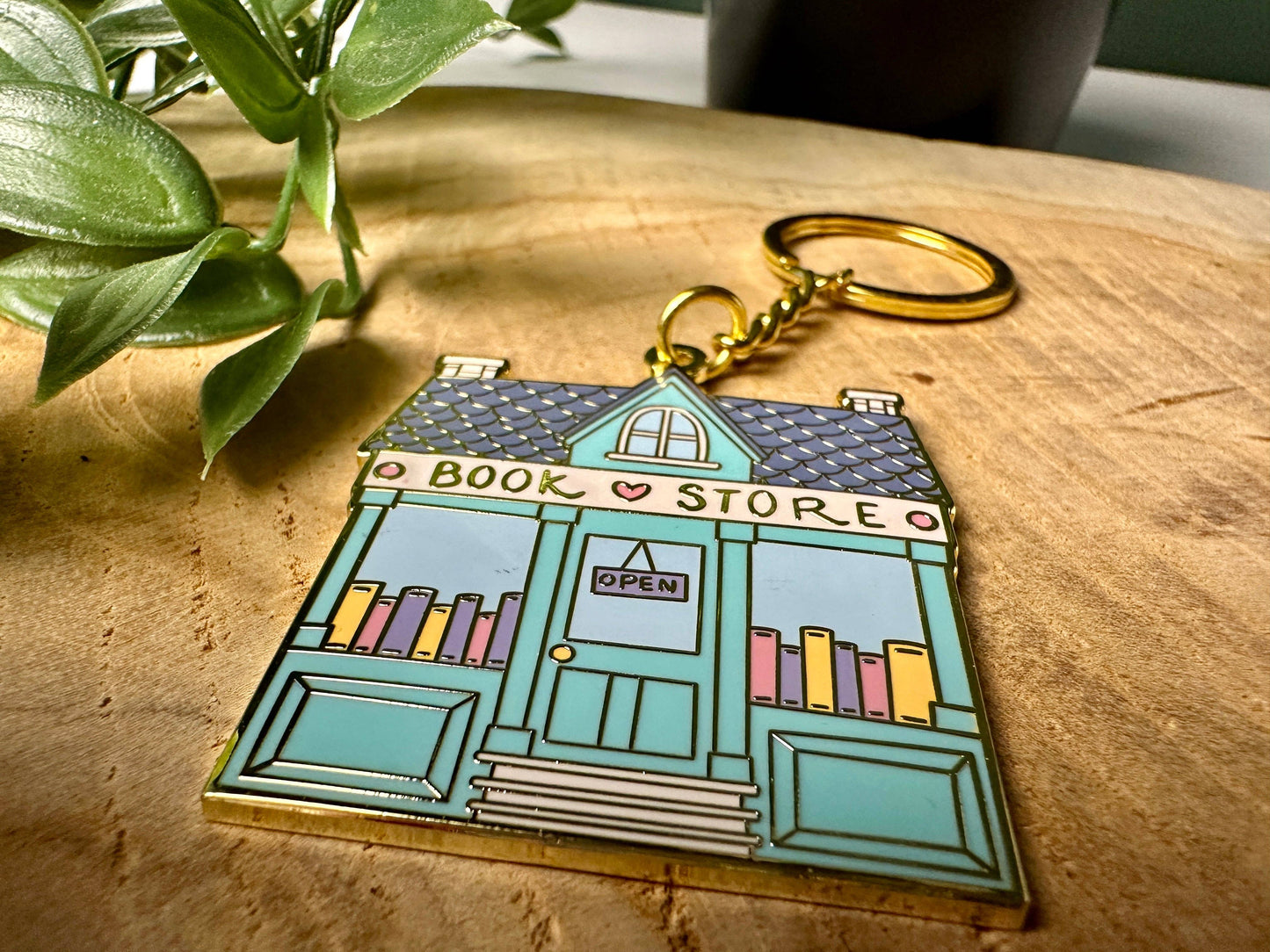 Bookstore Enamel Keychain