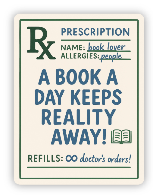 Book a Day Keeps Reality Away Prescription Sticker