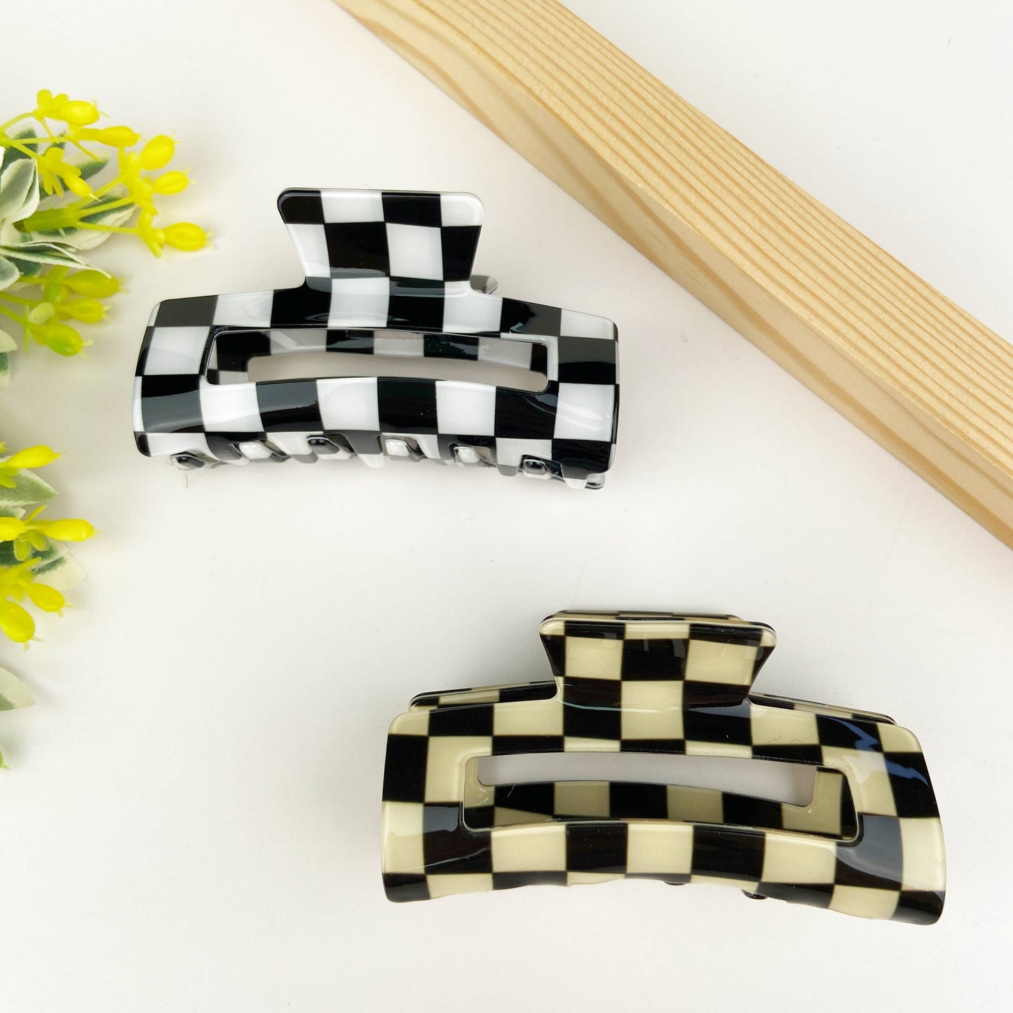 Checkerboard Hair Claw Clip
