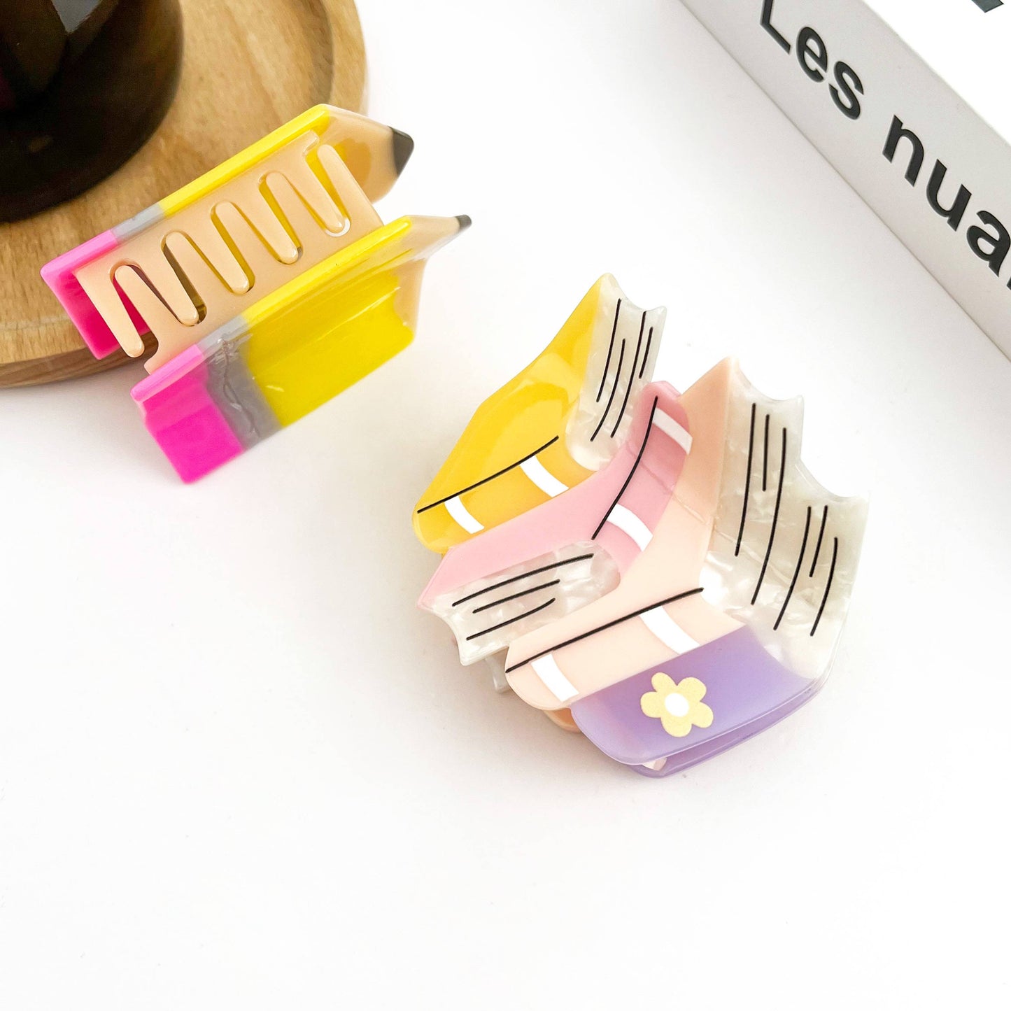 Stacked Books Claw Clip