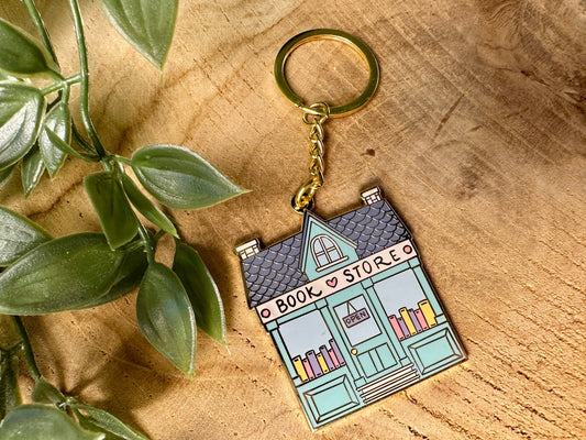 Bookstore Enamel Keychain