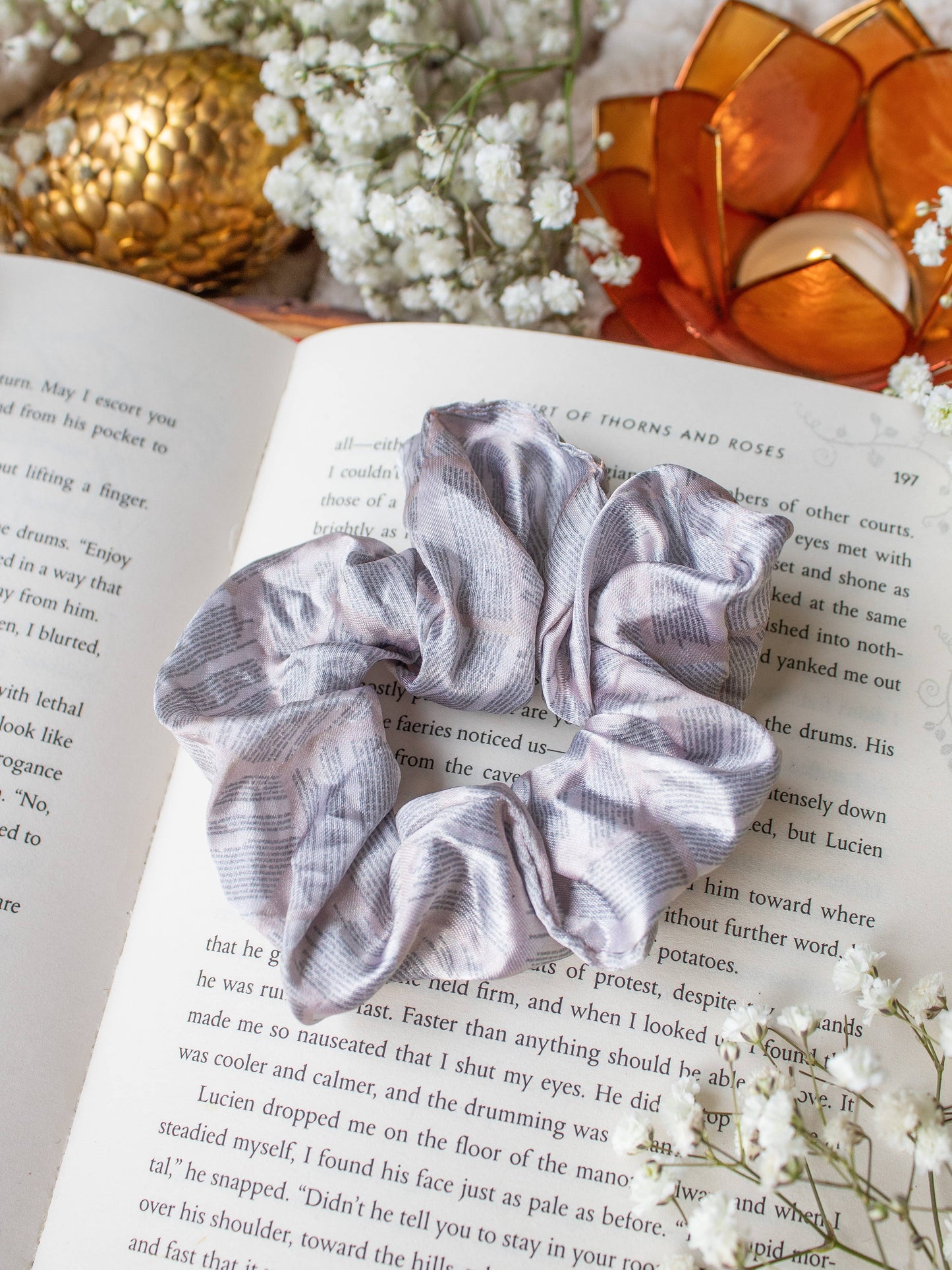 Bookish Satin Scrunchie | Book Pages