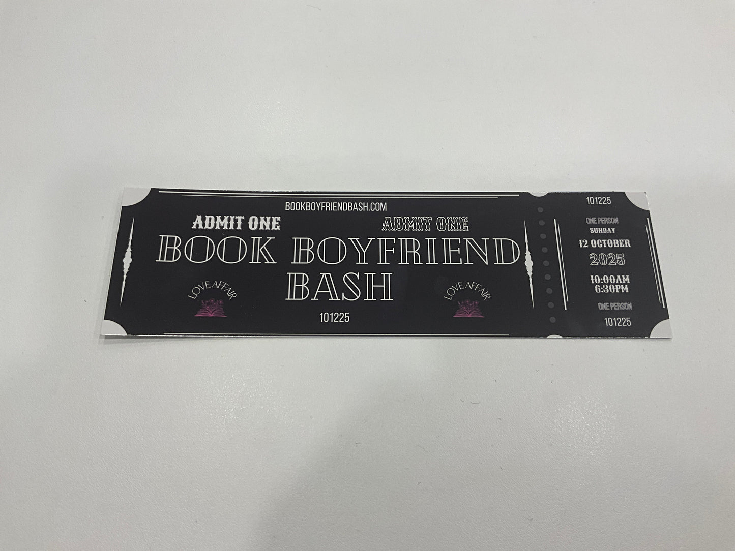 Book Boyfriend Bash Ticket Bookmark 2025
