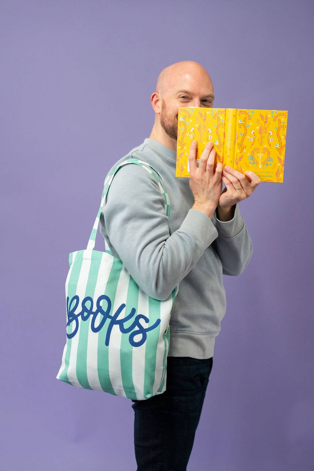 Books Blue Stripe Tote Bag