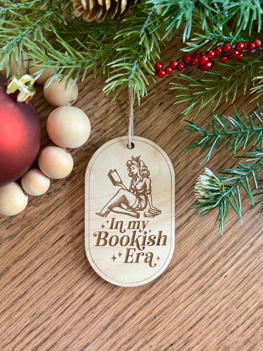 Retro Woman Bookish Era Book Lover Christmas Ornament