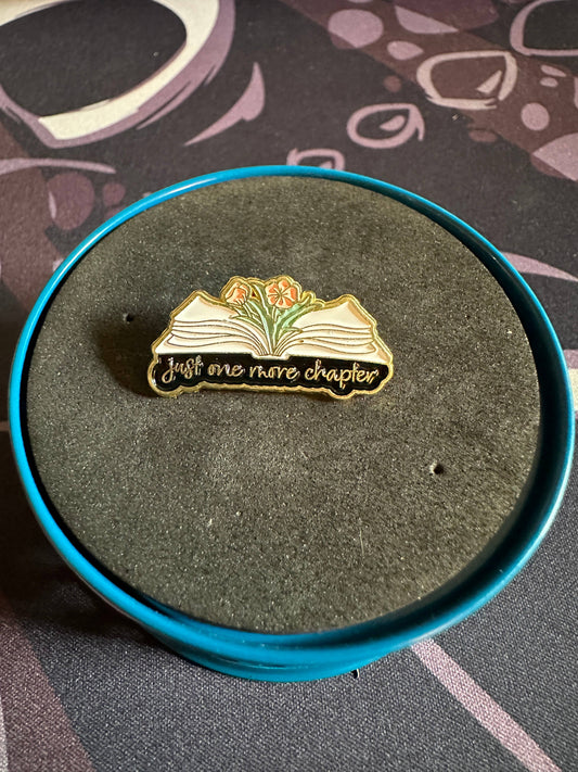 Just One More Chapter Enamel Pin - Book and Flowers