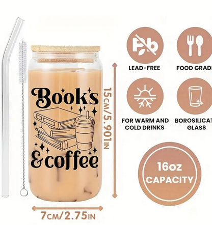 Books & Coffee Glass Mug