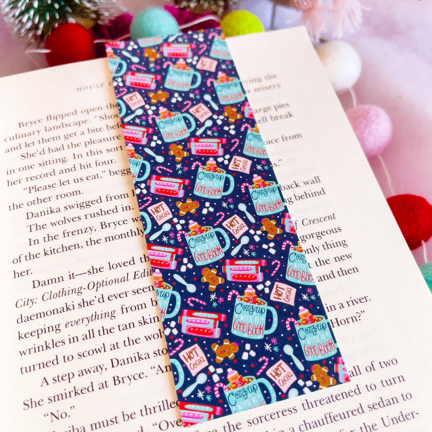 Christmas Hot Cocoa Pattern Bookmark