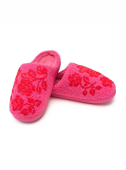 Stemmed Red Roses Slippers