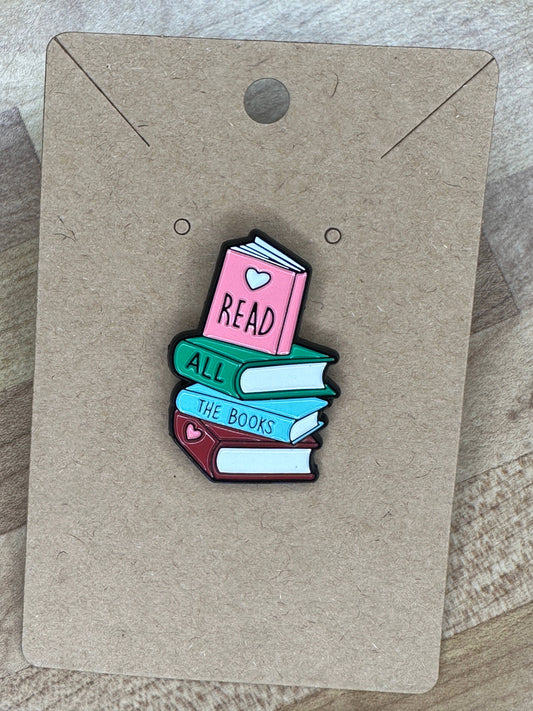 Read All The Books Enamel Pin - Book Stack