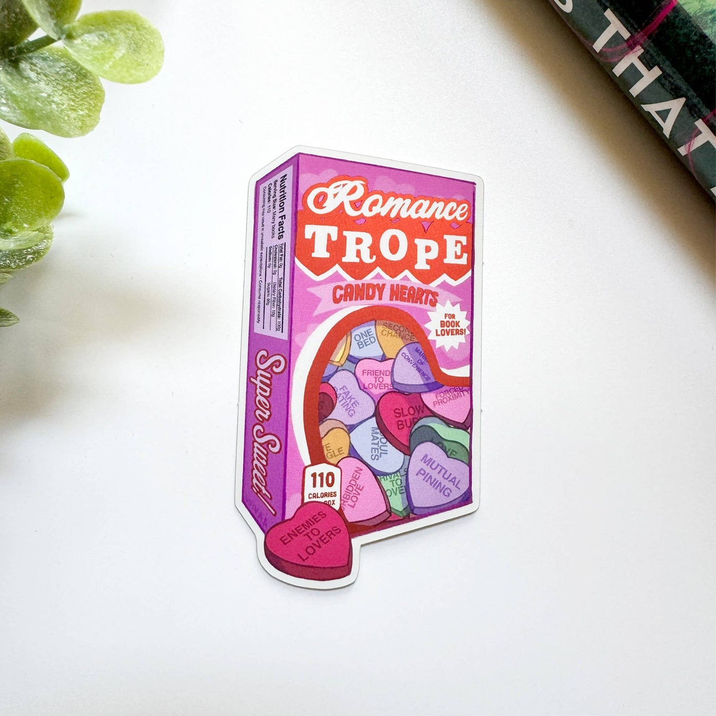 Romance Trope Candy Hearts Box Book Lover Bookish Sticker