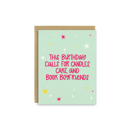 Candles, Cake & Book Boyfriends Birthday Card