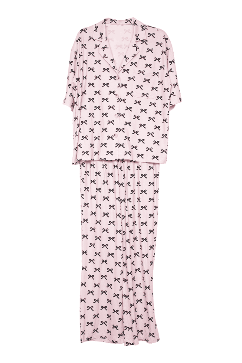 Black & Pink Mini Coquette Bows Pajama Set