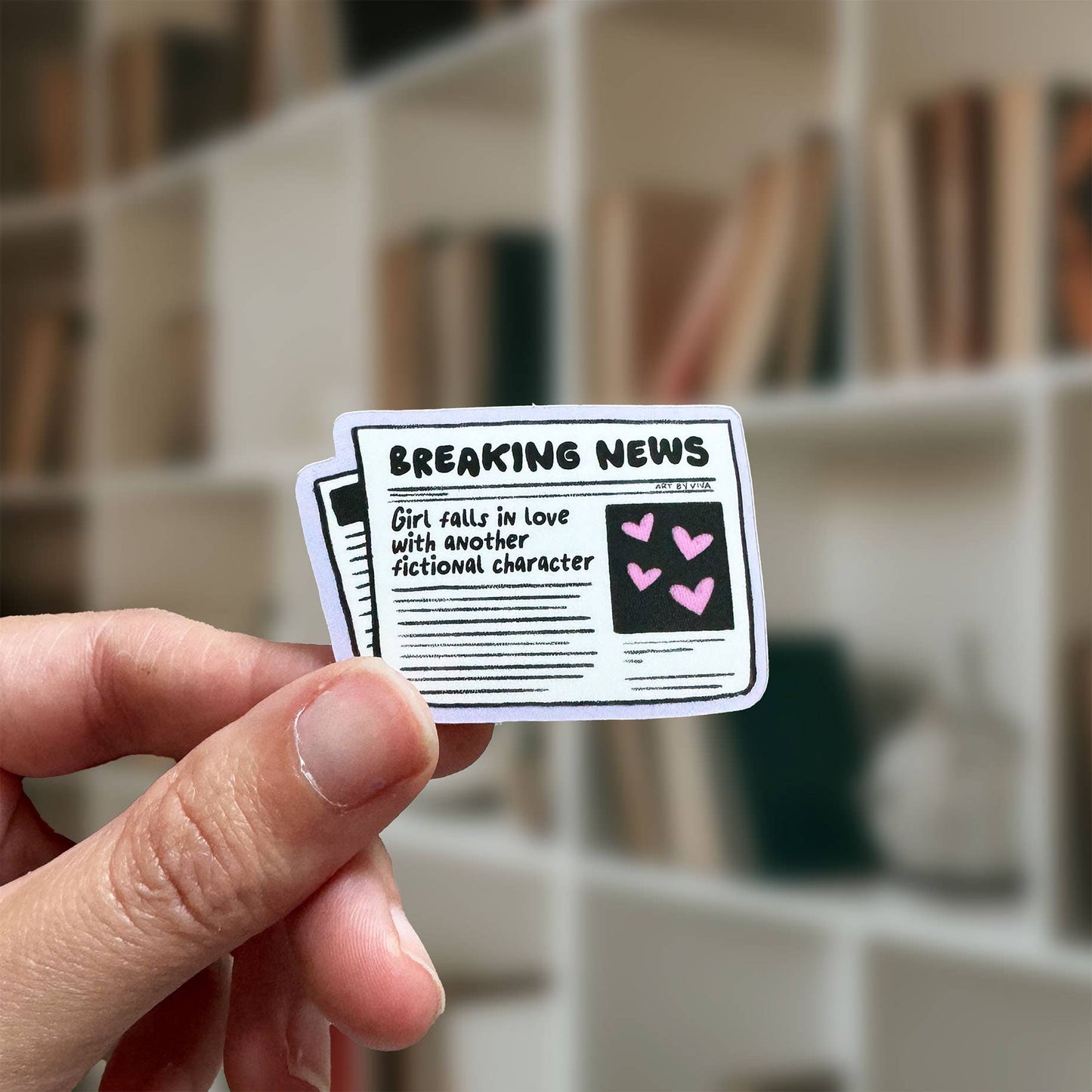 Breaking News Girl Falls In Love Bookish Sticker