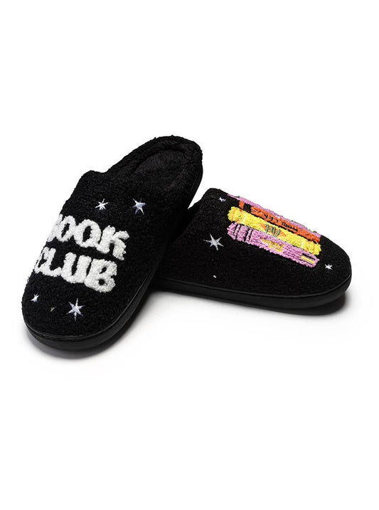 Indoor / Outdoor Slippers - "Book Club" - Black