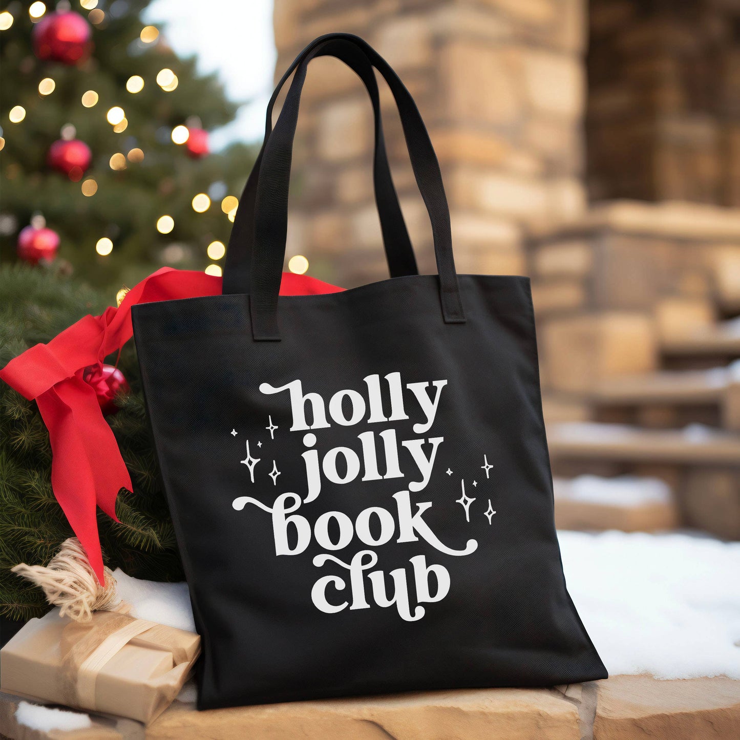 Holly Jolly Book Club Tote Bag