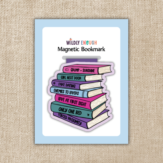 Romance Tropes Book Stack Magnetic Bookmark