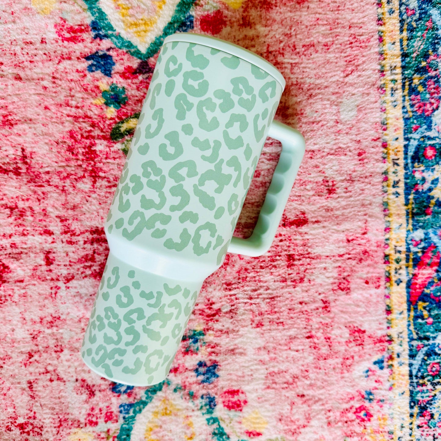 40oz Tumbler Leopard Print on Mint