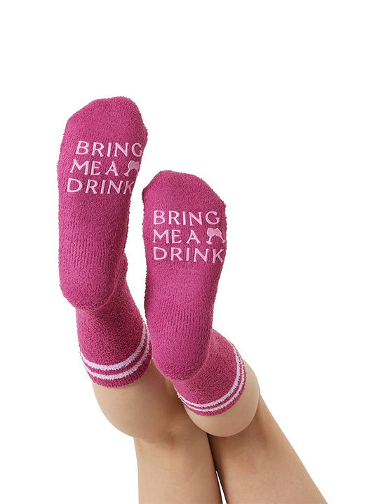 Fuzzy Crew Socks- "Bring Me a Drink"