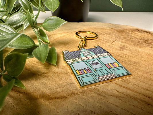 Bookstore Enamel Keychain