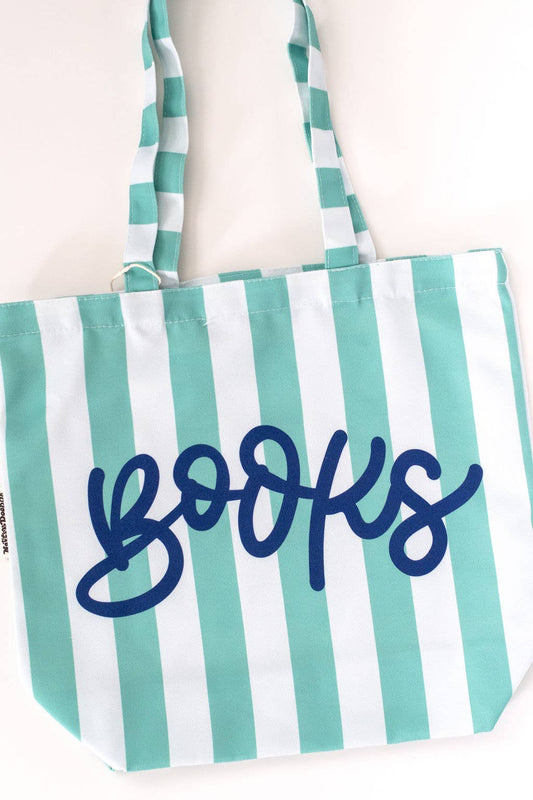 Books Blue Stripe Tote Bag