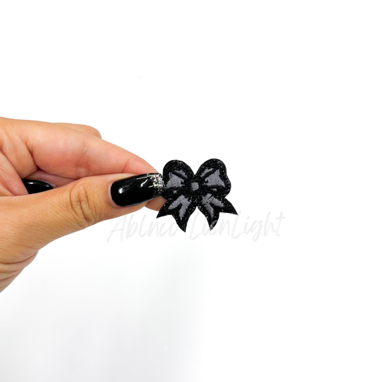 Black dainty bow embroidery patch iron on