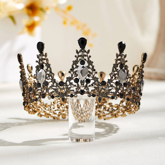 Baroque Crowns for Women Queen Crown Gothic Tiara Black