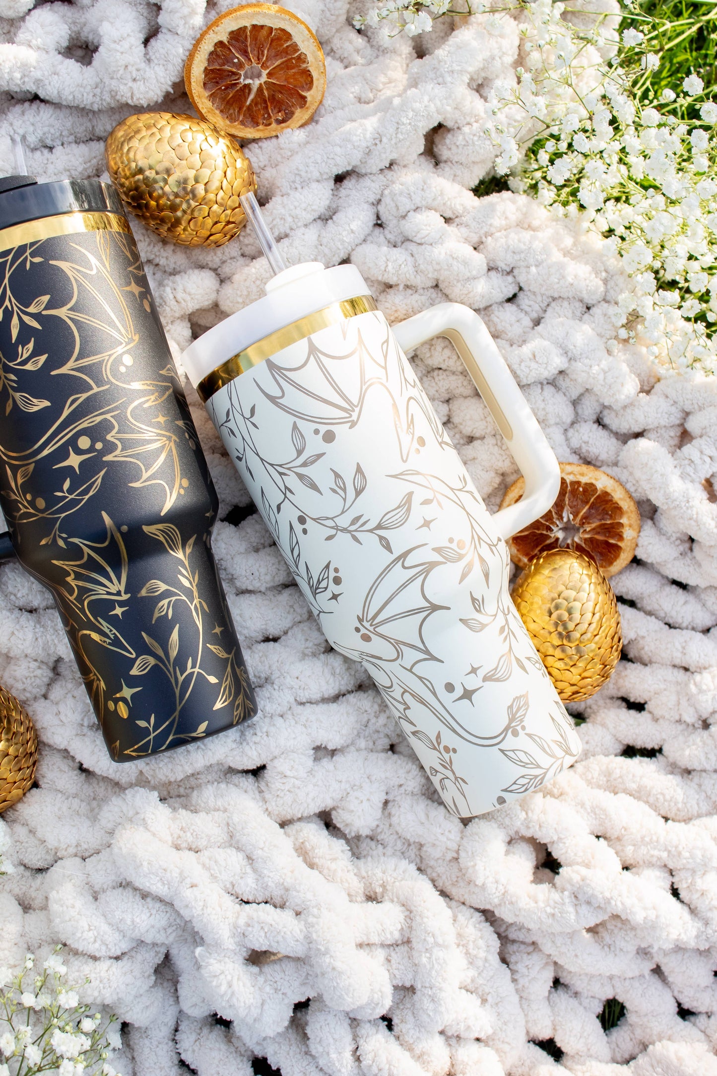 Engraved Gold Dragons Bookish 40oz Tumbler