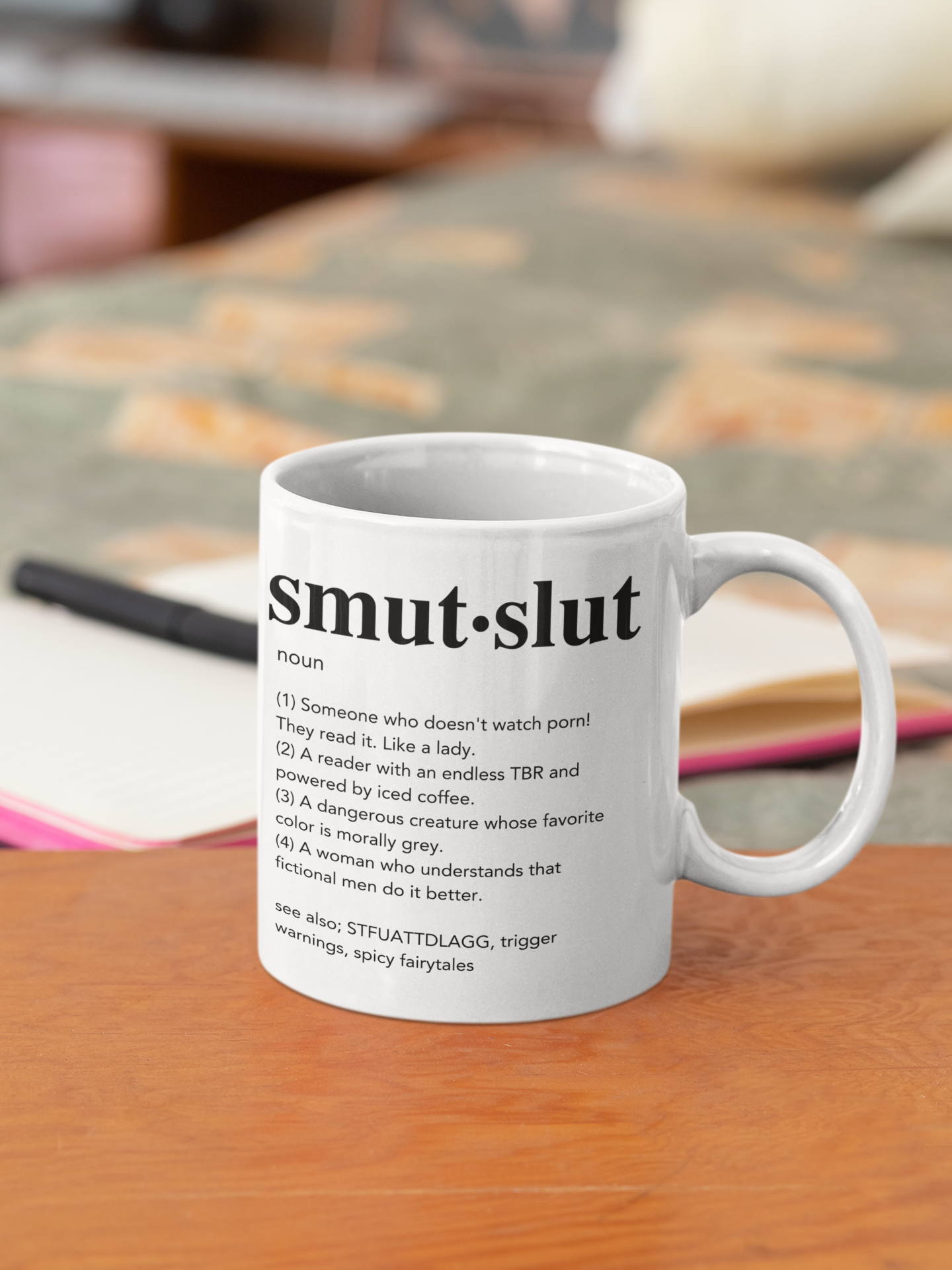 Smut Slut - Spicy Romance - Book Theme - Ceramic Mug - 15 Oz