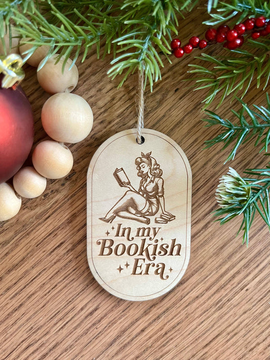 Retro Woman Bookish Era Book Lover Christmas Ornament