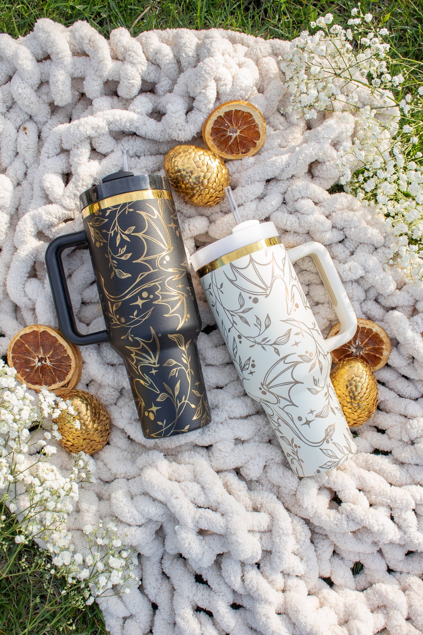 Engraved Gold Dragons Bookish 40oz Tumbler