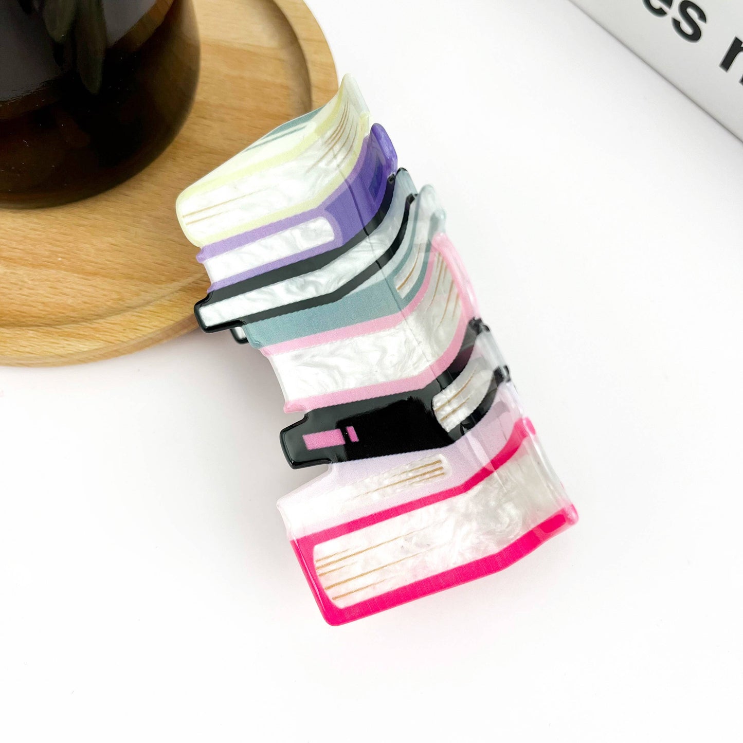 Book Stack Claw Hair Clip