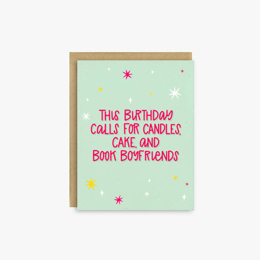 Candles, Cake & Book Boyfriends Birthday Card