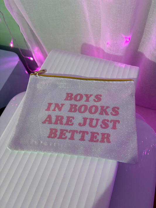Boys in Books are Just Better Glitter Zipper Pouch
